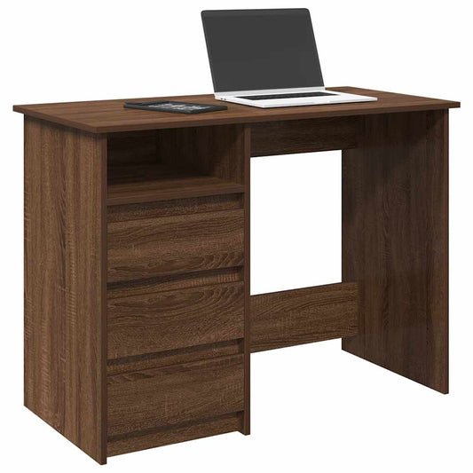 Bureau marron aspect chêne 102x50x75 cm en bois d'ingénierie