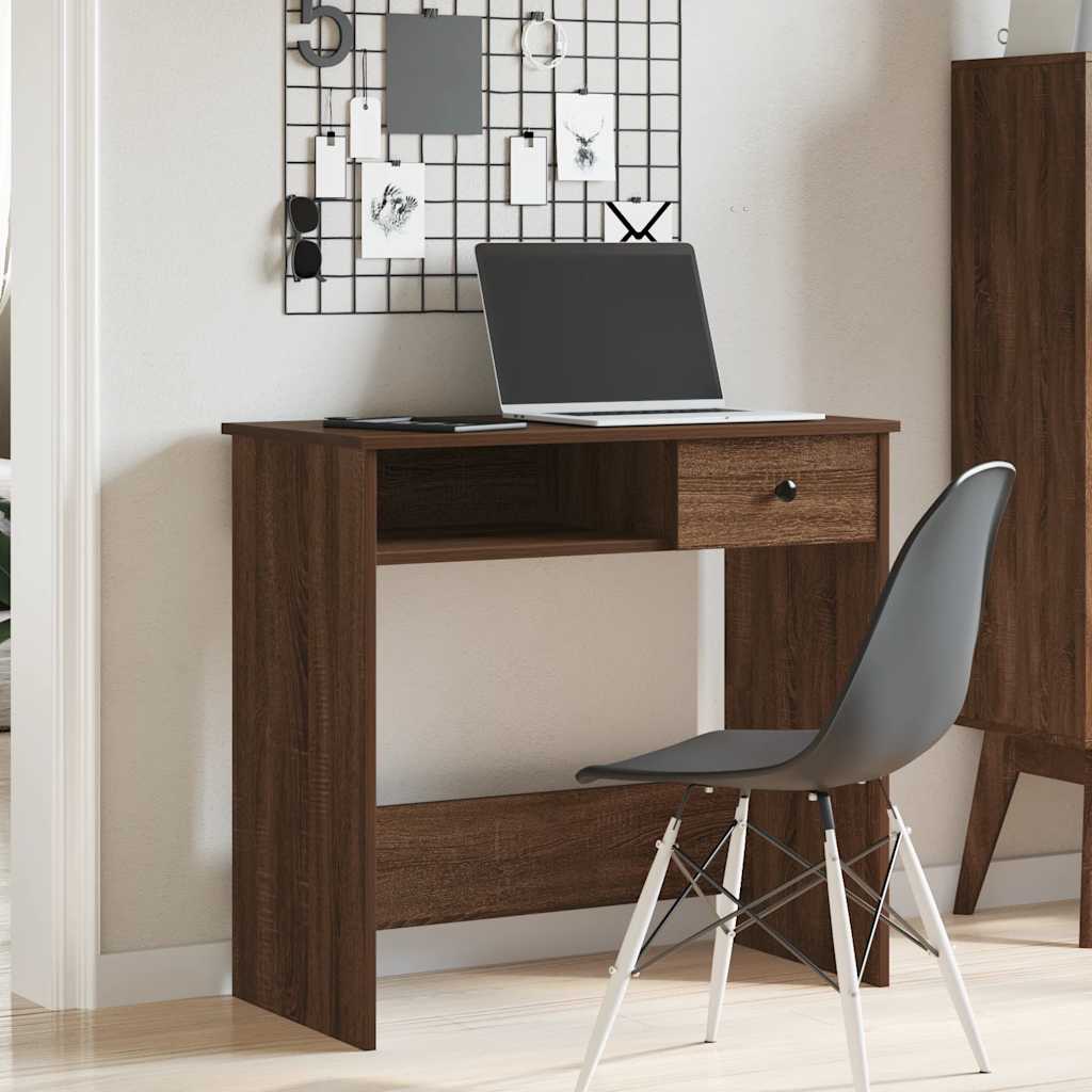 Desk Brown Oak Look 80x40x75 cm Engineered Wood