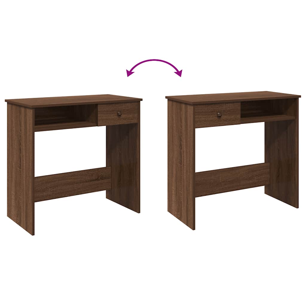 Desk Brown Oak Look 80x40x75 cm Engineered Wood