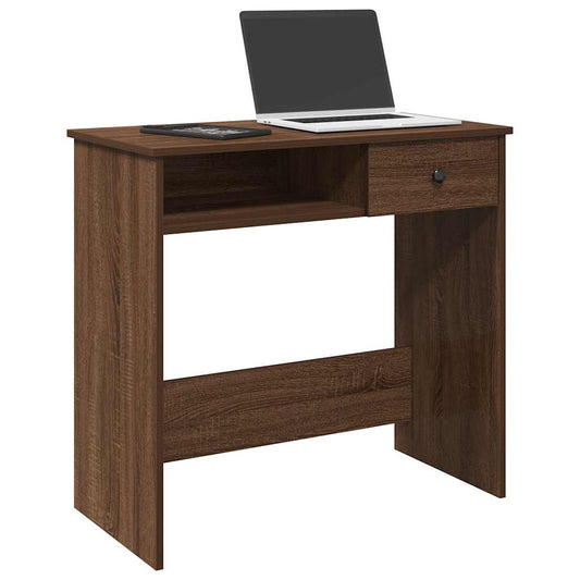 Bureau marron aspect chêne 80x40x75 cm panneau de particules