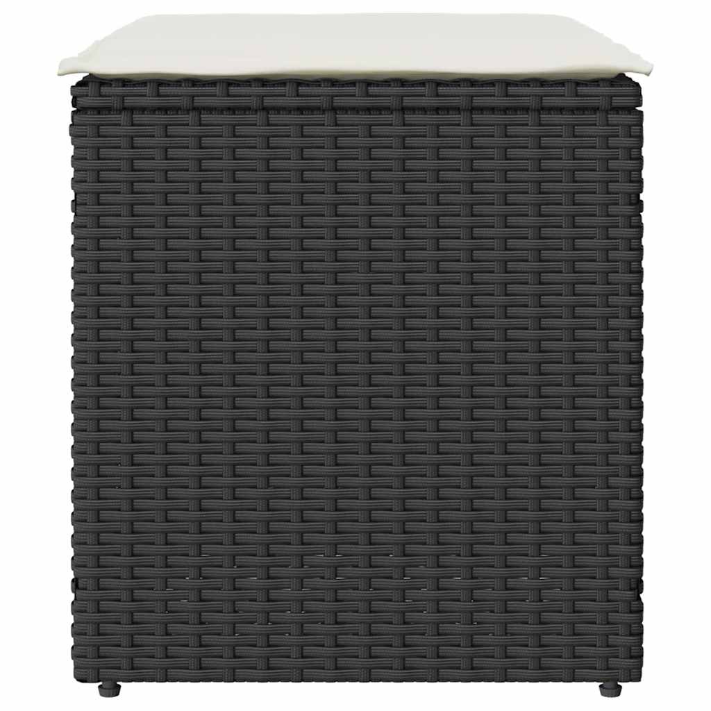 Gartenhocker mit Kissen 2 Stk. Schwarz 40x40x43 cm Poly Rattan