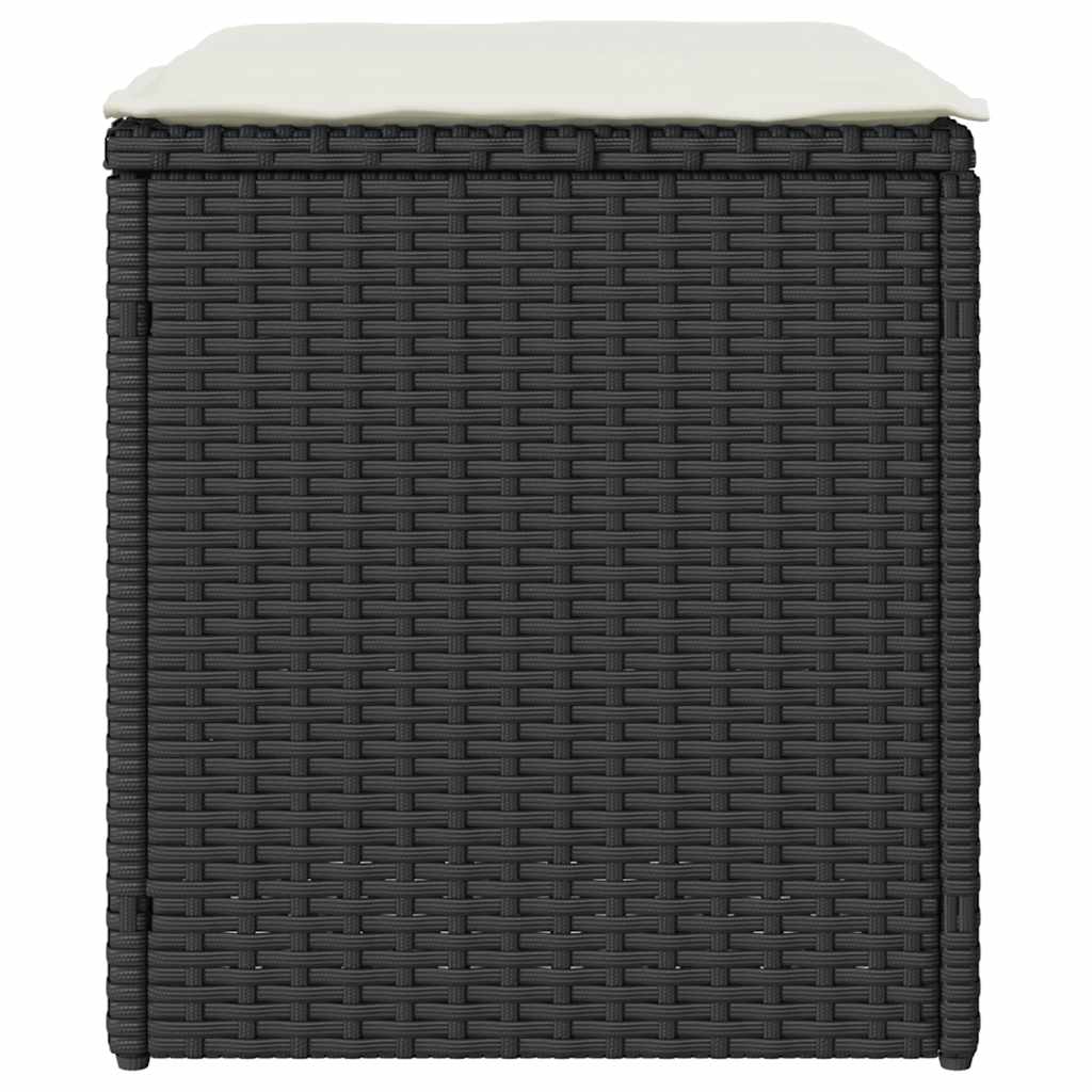 Gartenhocker mit Kissen 2 Stk. Schwarz 40x40x43 cm Poly Rattan