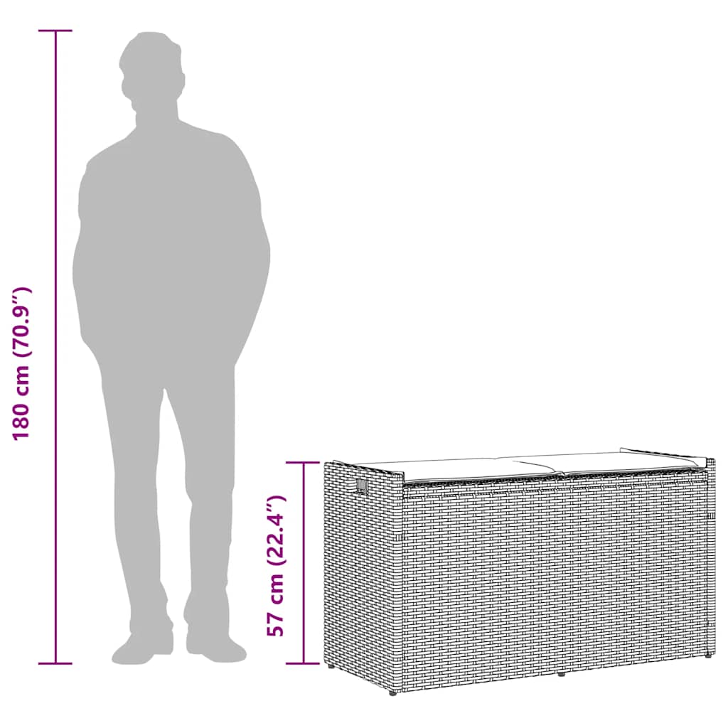 Outdoor-Sitzbank mit Stauraum und Kissen Schwarz 100 cm