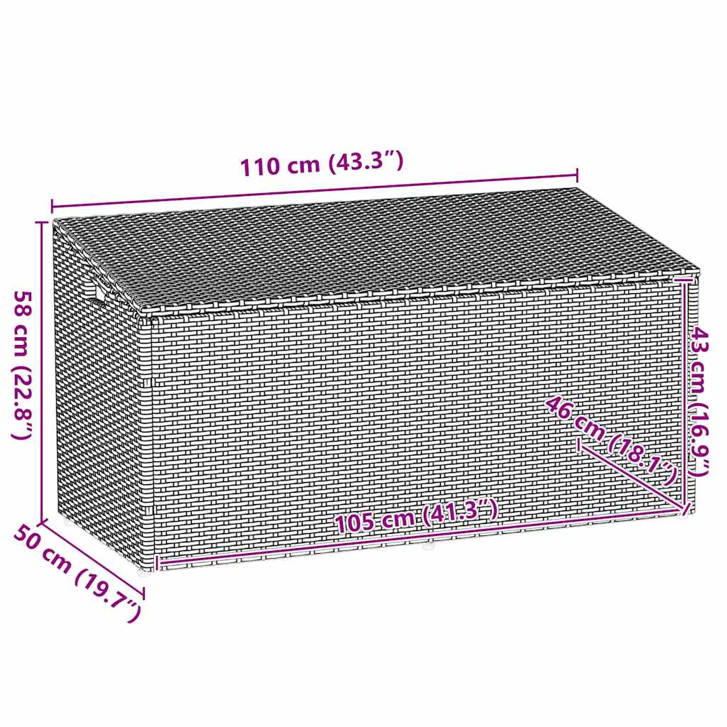 Garten-Aufbewahrungsbox Grau 110 x 50 x 58 cm Poly Rattan