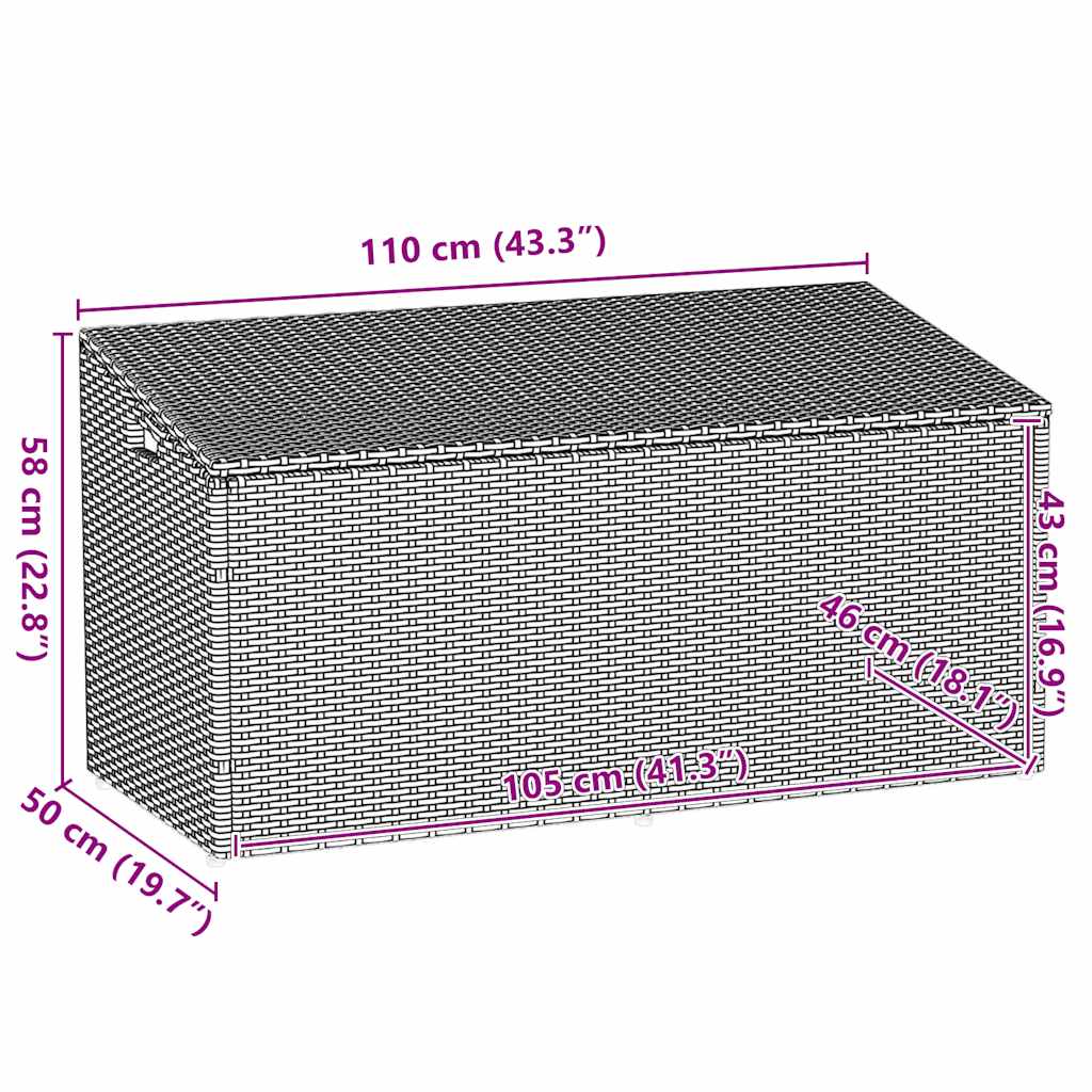 Garten-Aufbewahrungsbox Beige 110 x 50 x 58 cm Poly Rattan