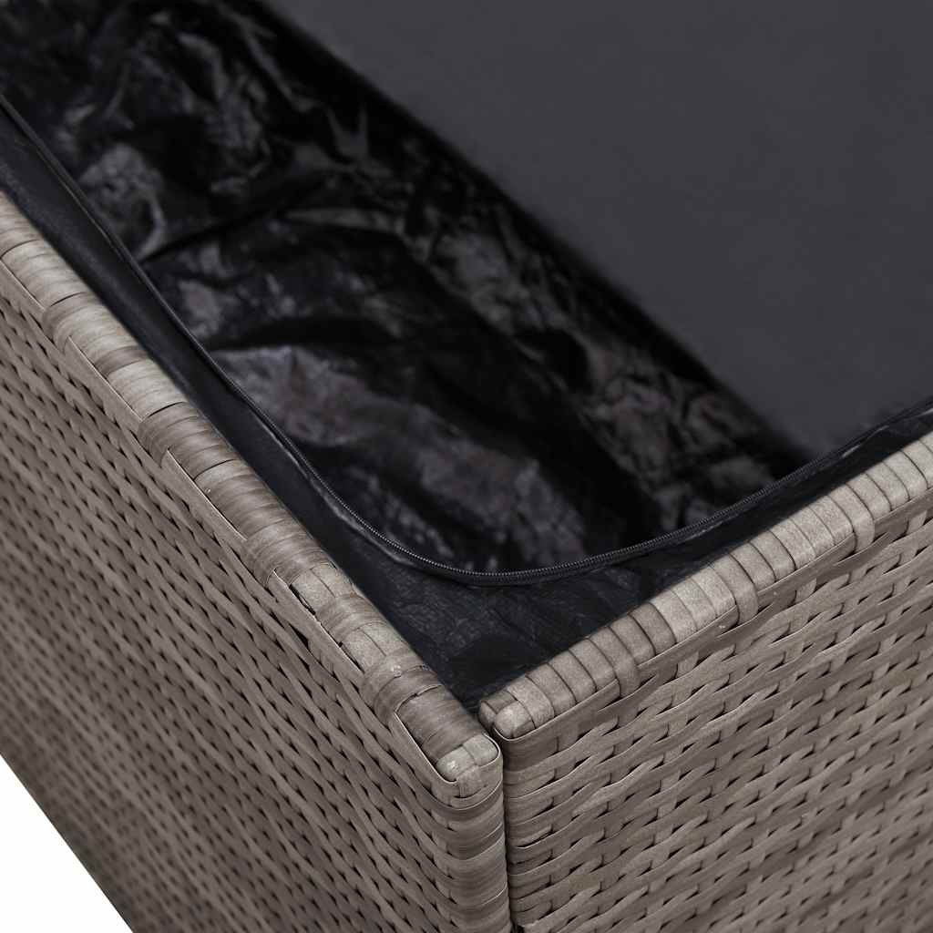 Garten-Auflagenbox Grau 220x50x58 cm Poly Rattan