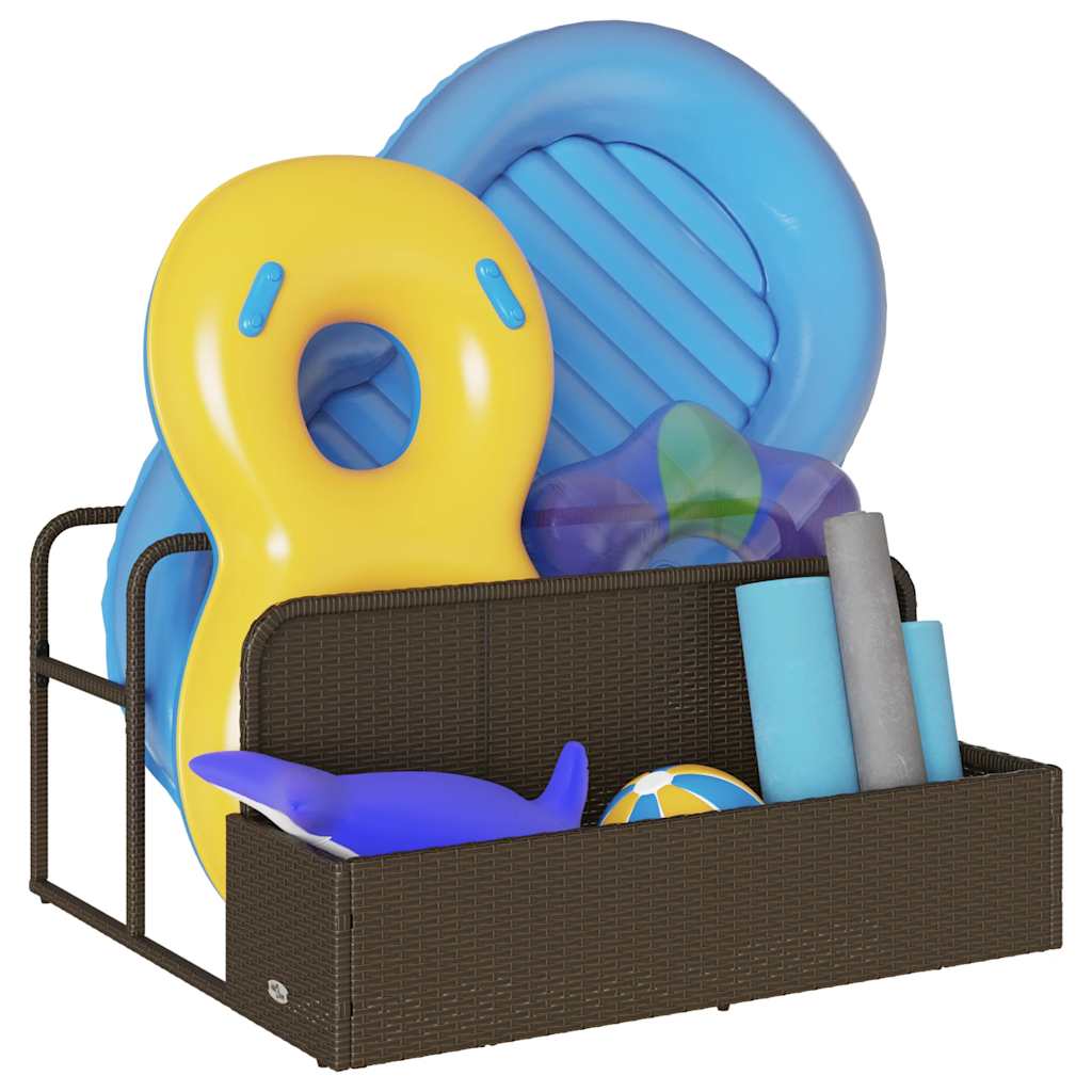 Coffre de rangement pour piscine marron 110x100x57 cm en poly rotin