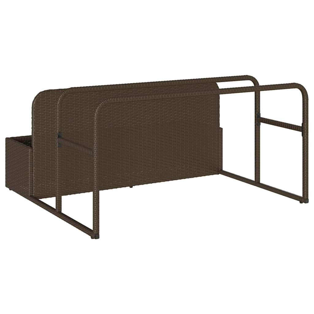 Coffre de rangement pour piscine marron 110x100x57 cm en poly rotin