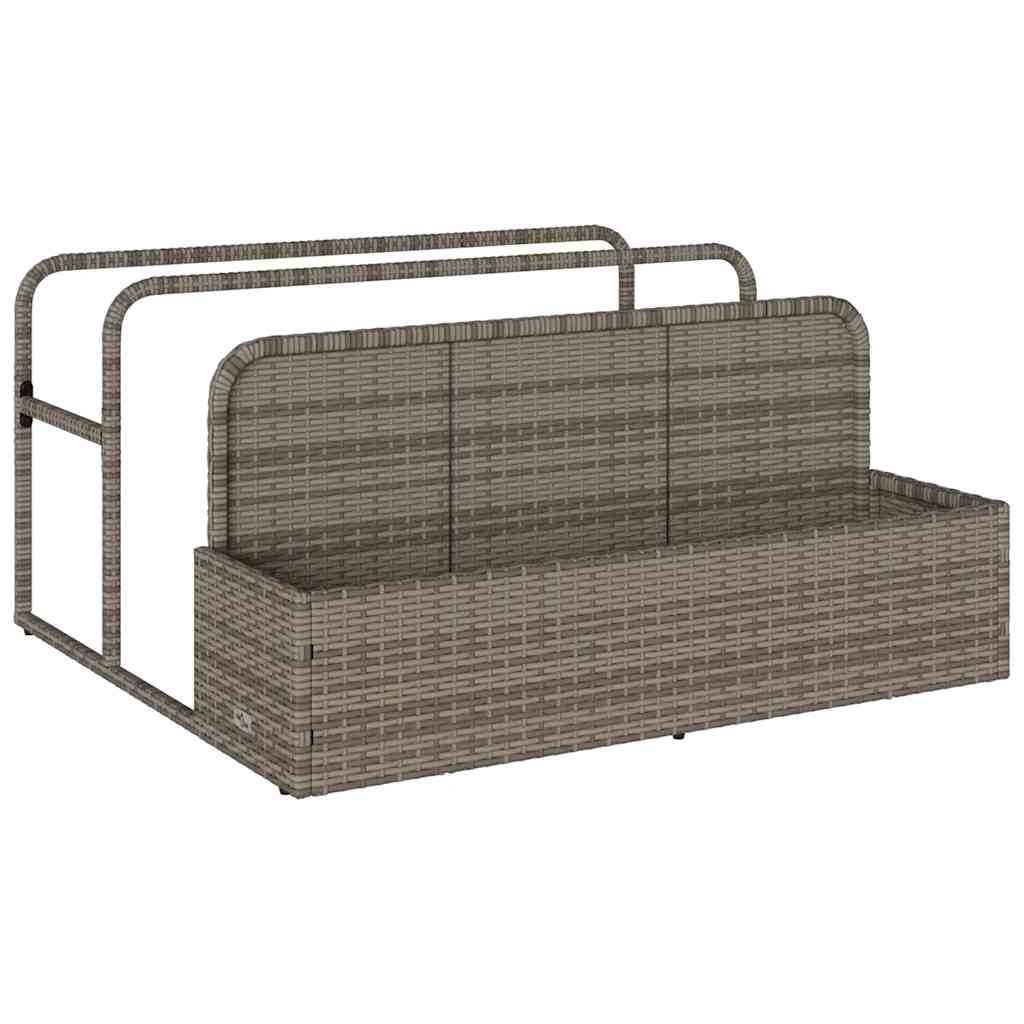 Coffre de rangement de piscine gris 110x100x57 cm en poly rotin