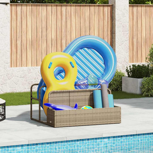 Pool Storage Box Beige 110x100x57 cm Poly Rattan