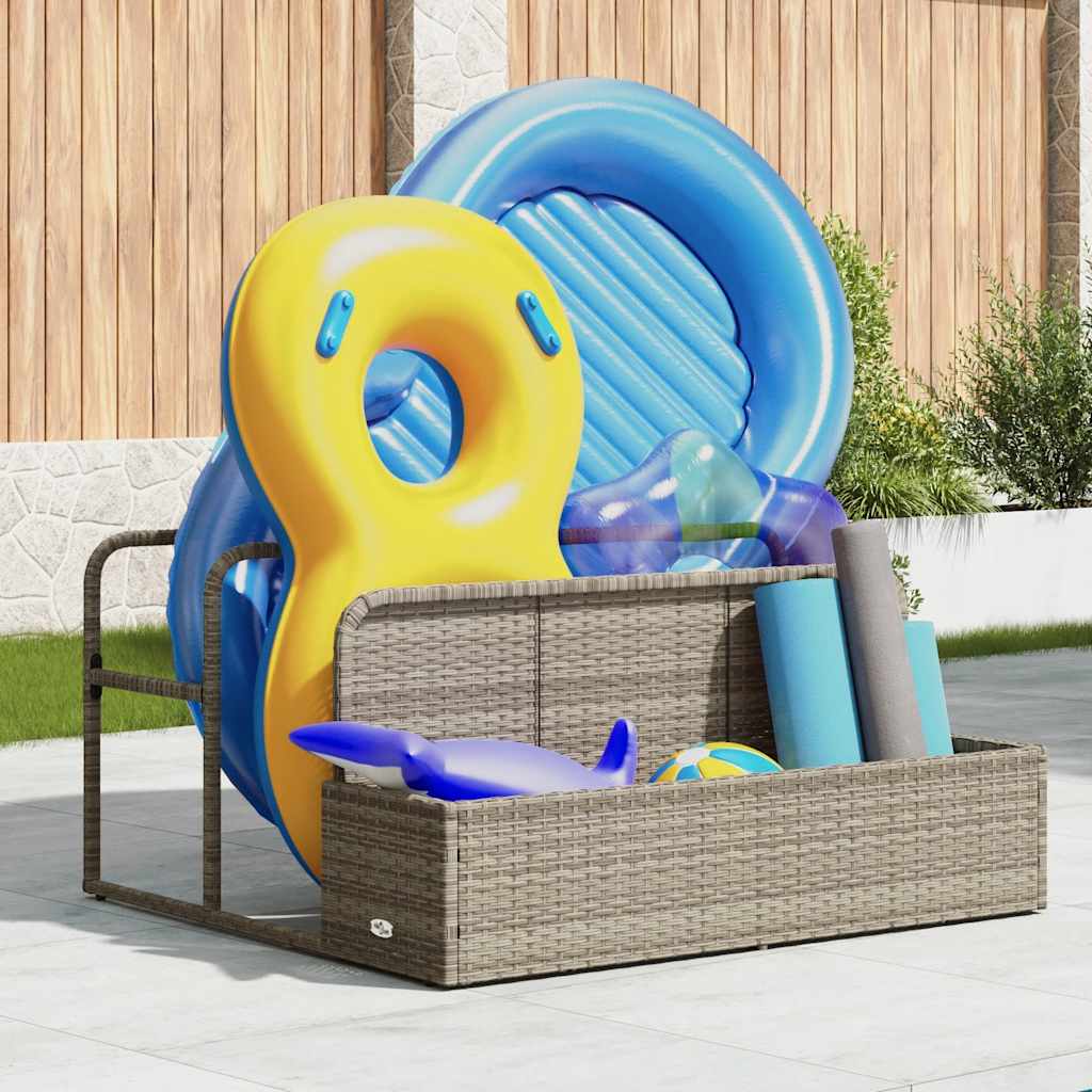 Pool Storage Box Light Grey 110x100x57 cm Poly Rattan