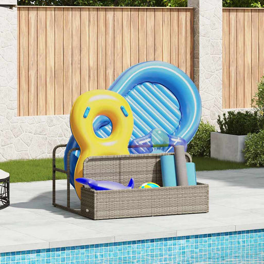 Pool Storage Box Light Grey 110x100x57 cm Poly Rattan