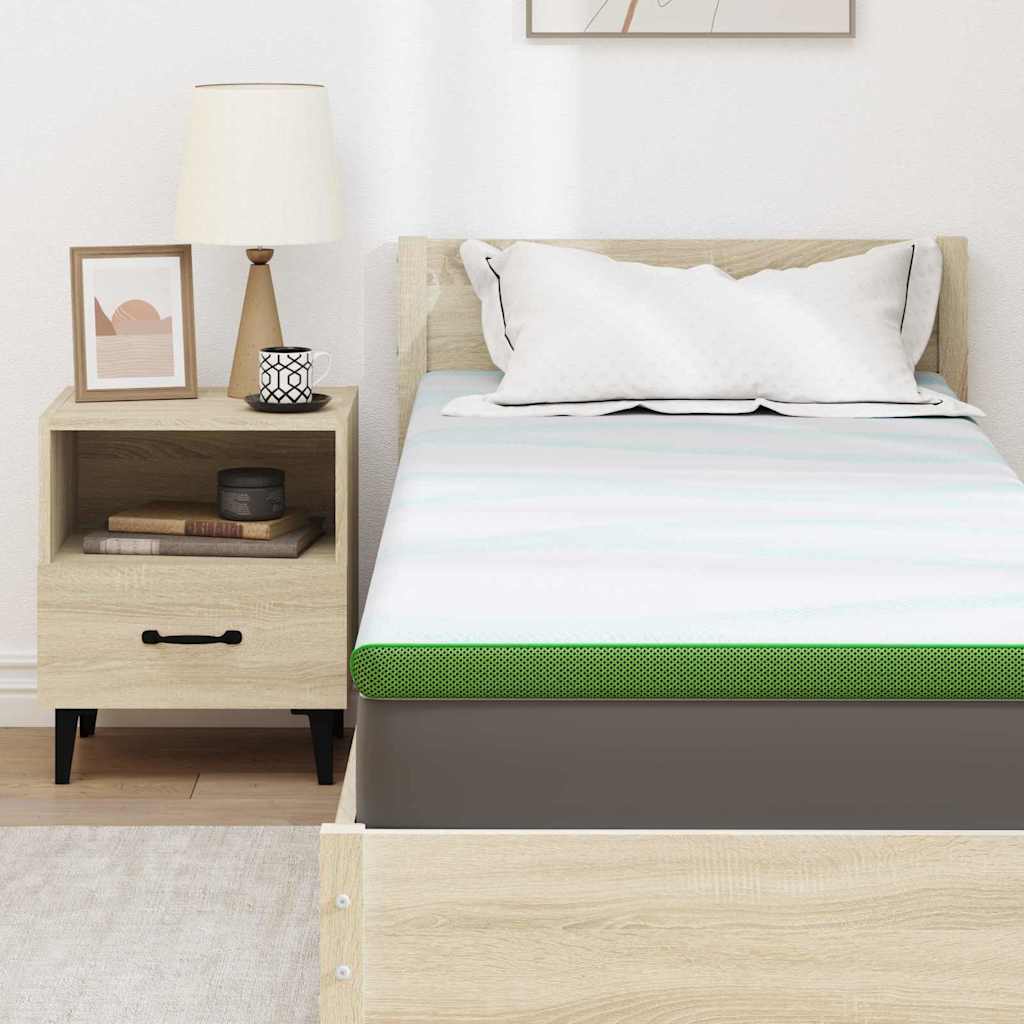 Mattress Topper White and Green 80 x 200 cm Jacquard Fabric