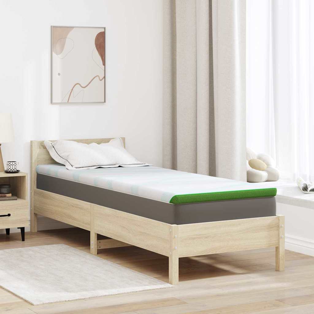 Mattress Topper White and Green 80 x 200 cm Jacquard Fabric