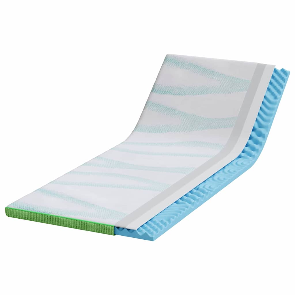 Mattress Topper White and Green 80 x 200 cm Jacquard Fabric