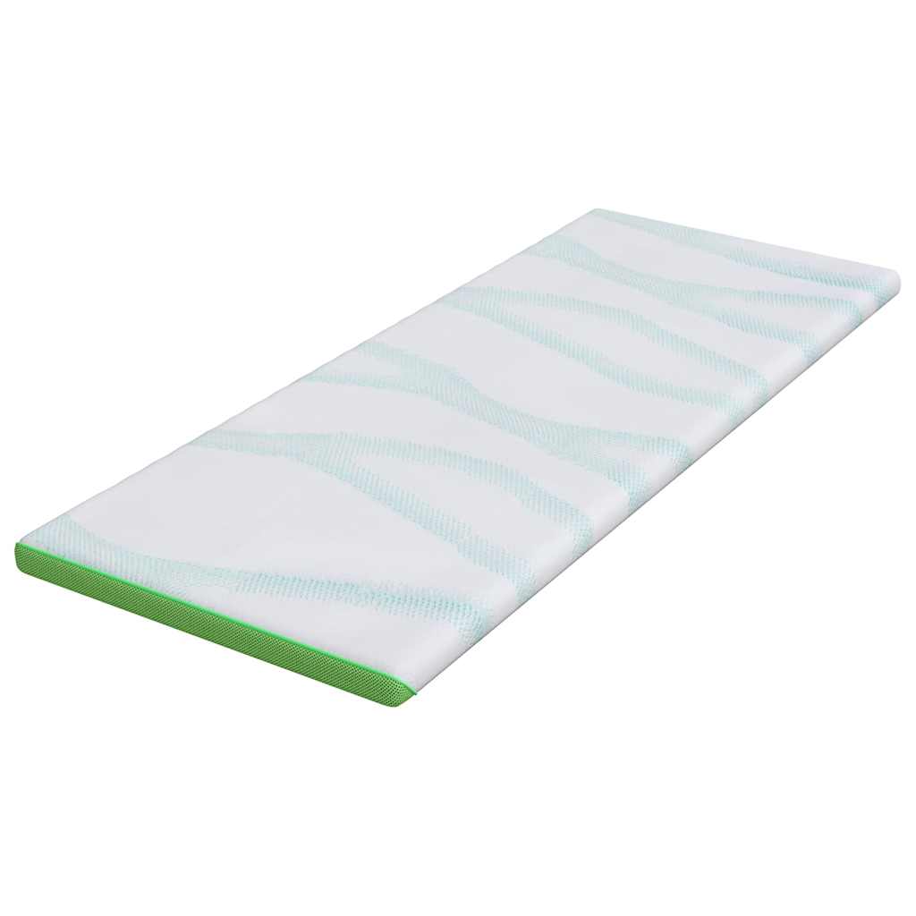 Mattress Topper White and Green 80 x 200 cm Jacquard Fabric