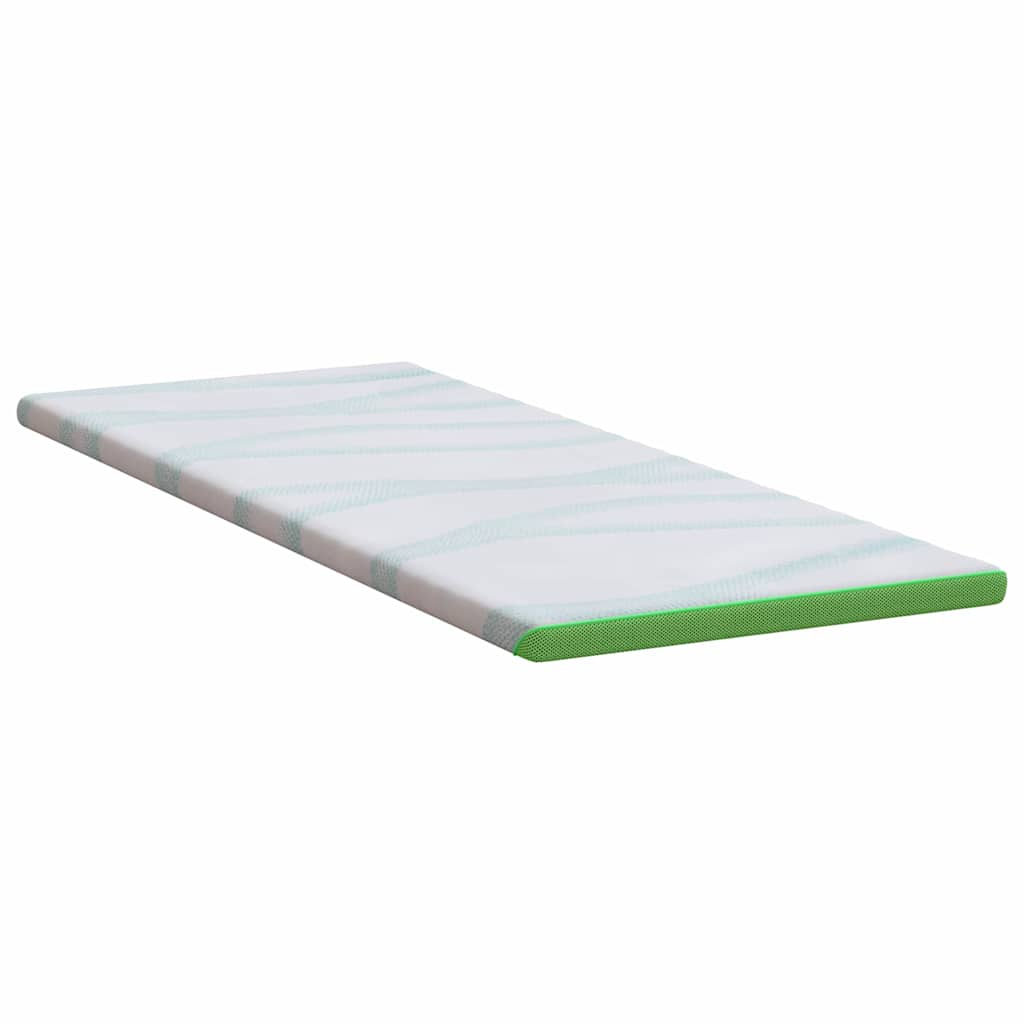 Mattress Topper White and Green 80 x 200 cm Jacquard Fabric
