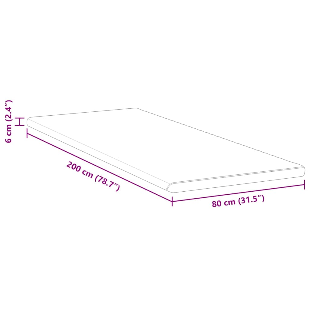 Mattress Topper White and Green 80 x 200 cm Jacquard Fabric