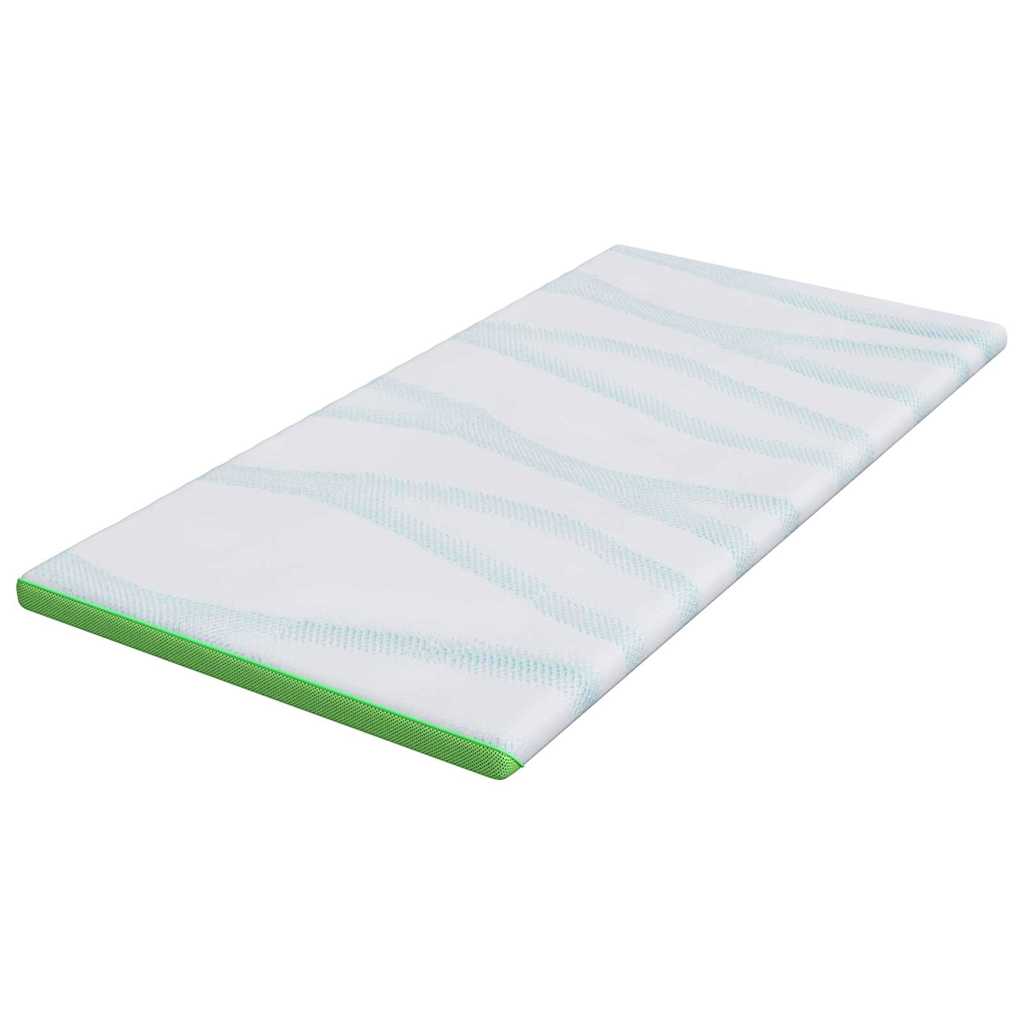 Mattress Topper White and Green 90 x 190 cm Jacquard Fabric