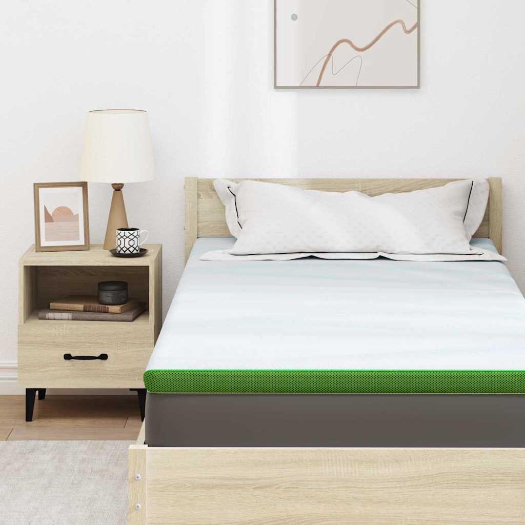 Mattress Topper White and Green 120 x 200 cm Jacquard Fabric