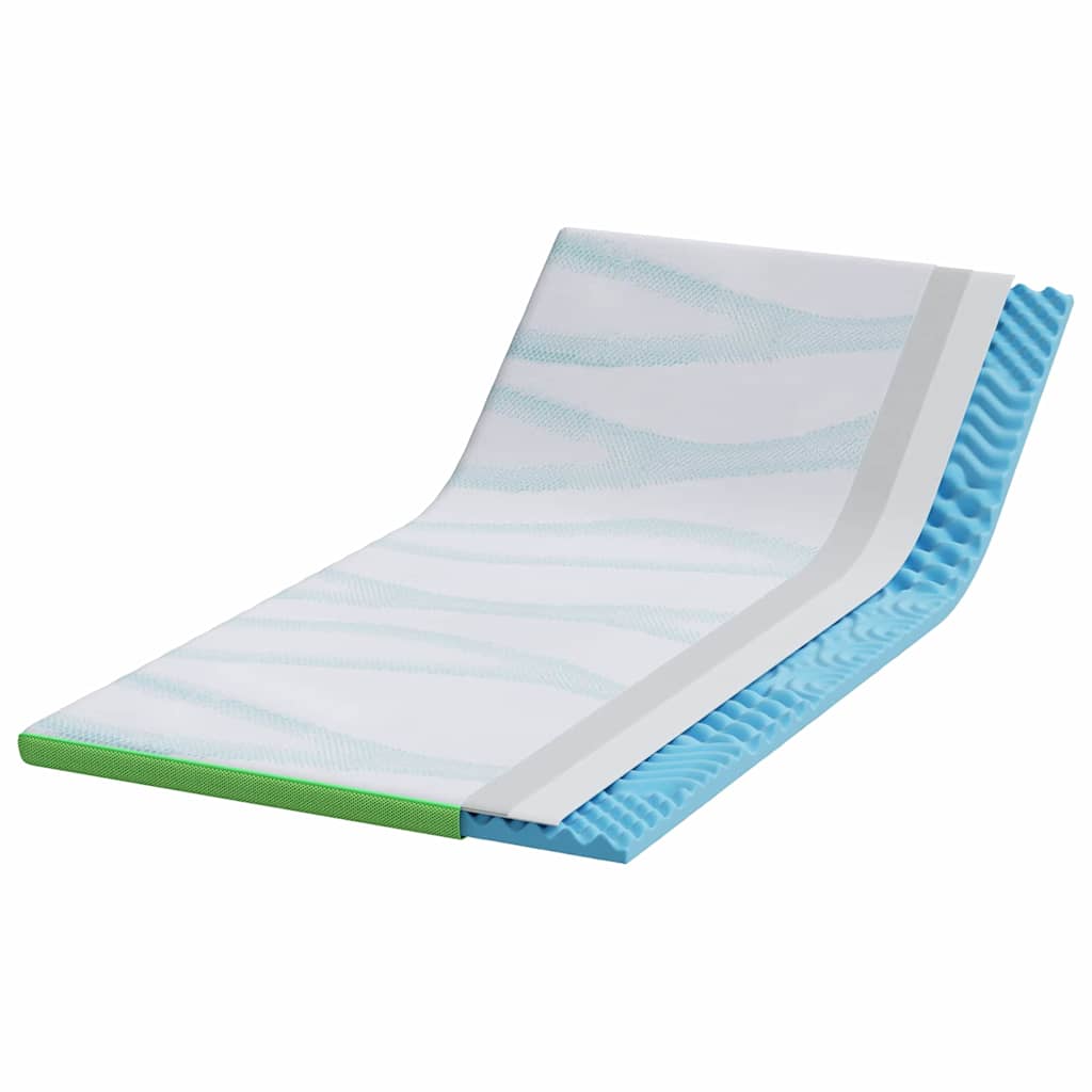 Mattress Topper White and Green 120 x 200 cm Jacquard Fabric