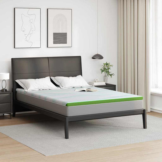 Matratzenauflage Weiß und Grün 160 x 200 cm Jacquard Stoff