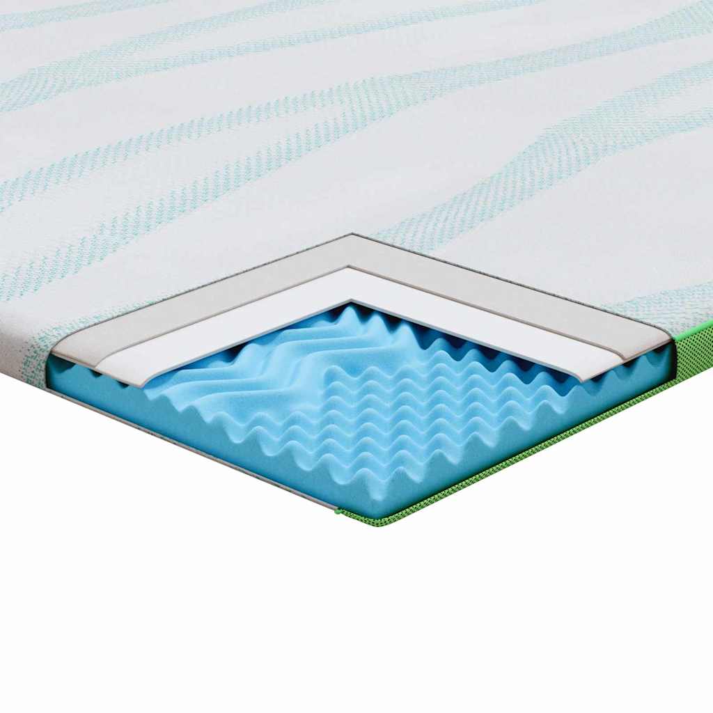 Mattress Topper White and Green 180 x 200 cm Jacquard Fabric