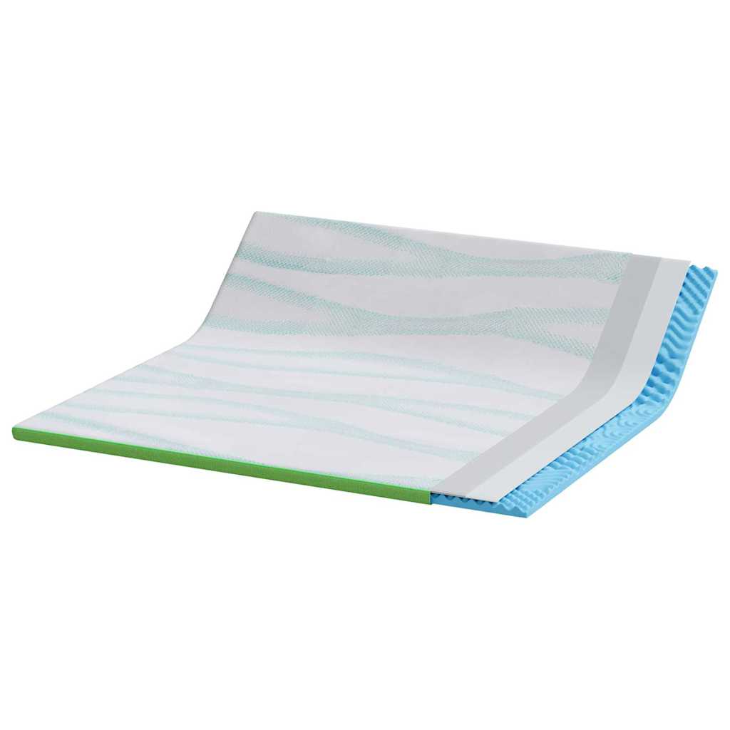 Mattress Topper White and Green 180 x 200 cm Jacquard Fabric