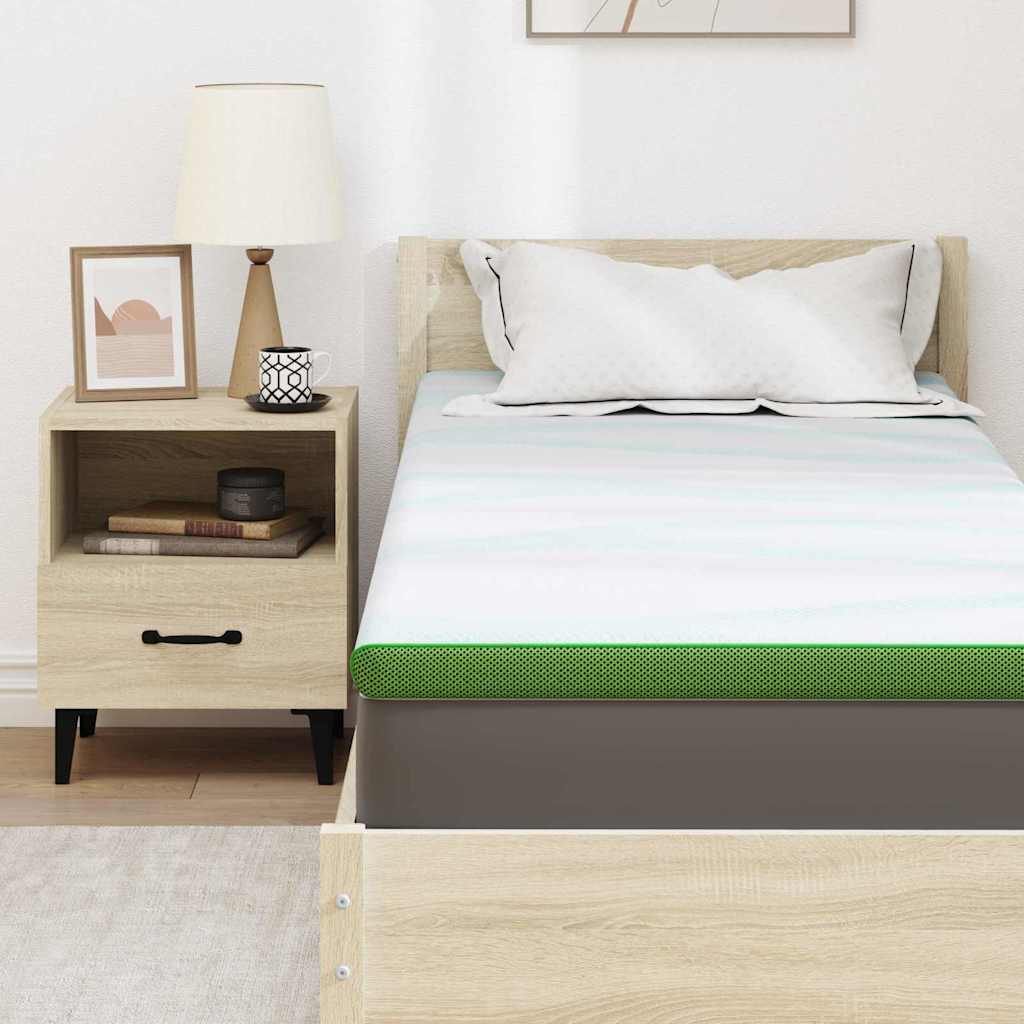 Surmatelas Blanc et Vert 80 x 200 cm Tissu Jacquard