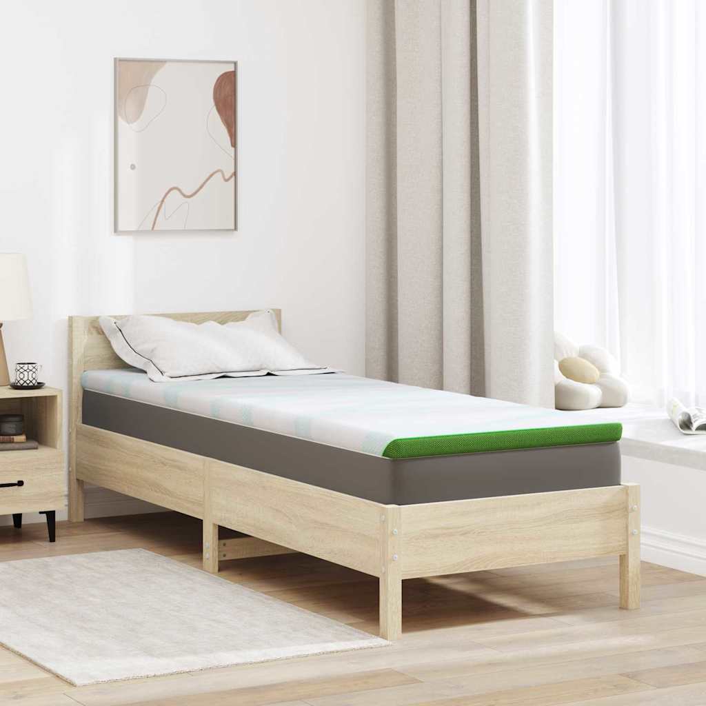 Surmatelas Blanc et Vert 80 x 200 cm Tissu Jacquard