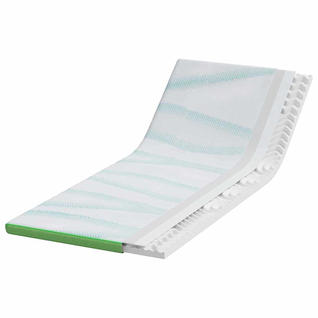 Surmatelas Blanc et Vert 80 x 200 cm Tissu Jacquard