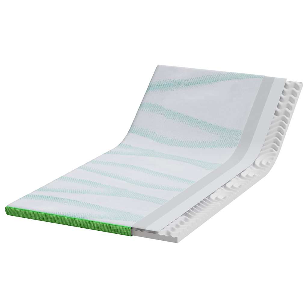Mattress Topper White and Green 120 x 200 cm Jacquard Fabric