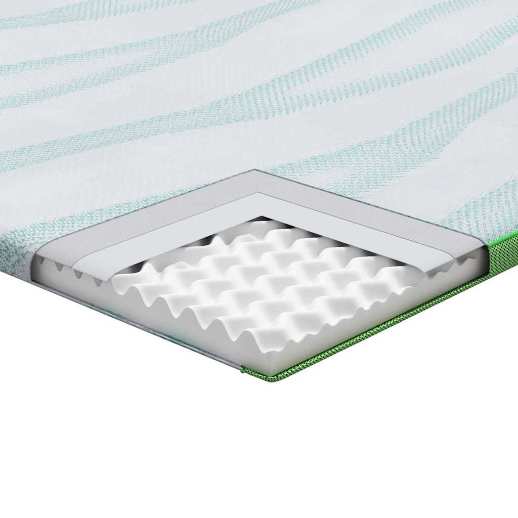 Mattress Topper White and Green 140 x 190 cm Jacquard Fabric