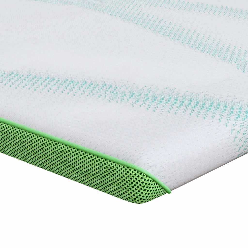 Mattress Topper White and Green 140 x 190 cm Jacquard Fabric