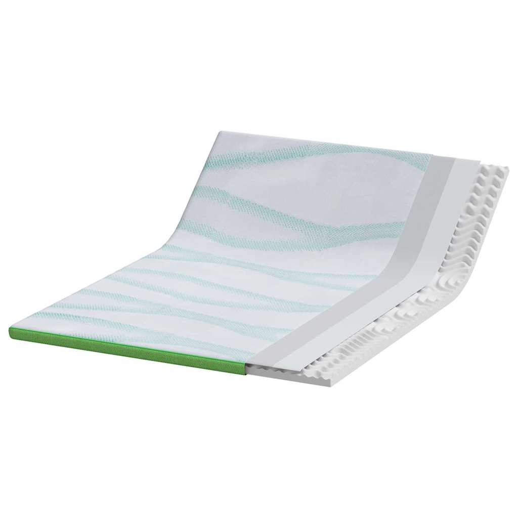Mattress Topper White and Green 140 x 190 cm Jacquard Fabric