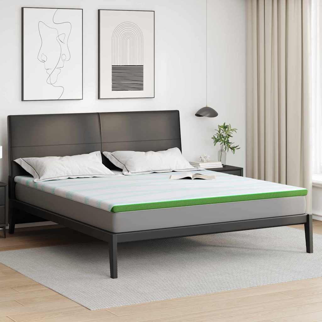 Matratzenauflage Weiß und Grün 180 x 200 cm Jacquard Stoff