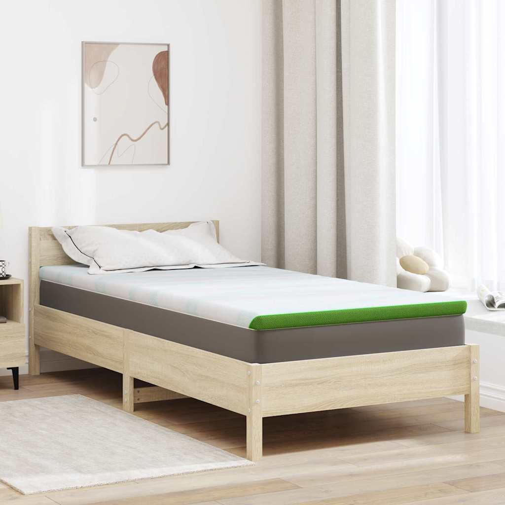 Mattress Topper White and Green 90 x 200 cm Jacquard Fabric