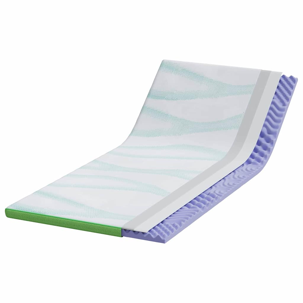 Mattress Topper White and Green 90 x 200 cm Jacquard Fabric