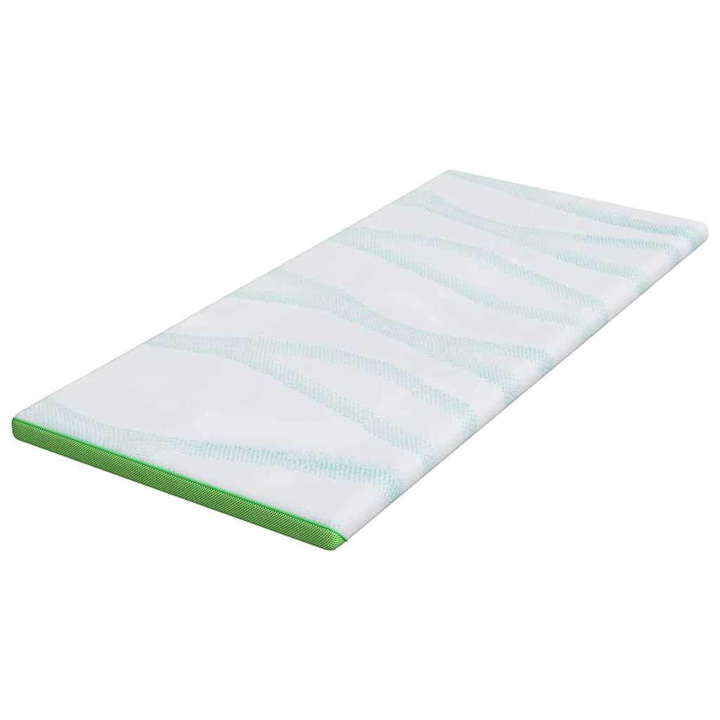 Mattress Topper White and Green 90 x 200 cm Jacquard Fabric