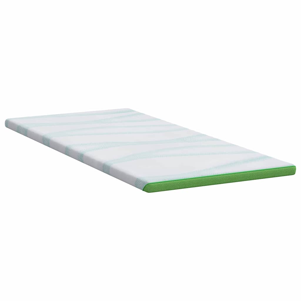 Mattress Topper White and Green 90 x 200 cm Jacquard Fabric