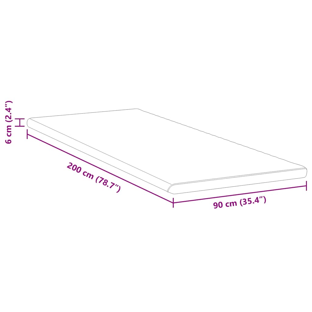 Mattress Topper White and Green 90 x 200 cm Jacquard Fabric
