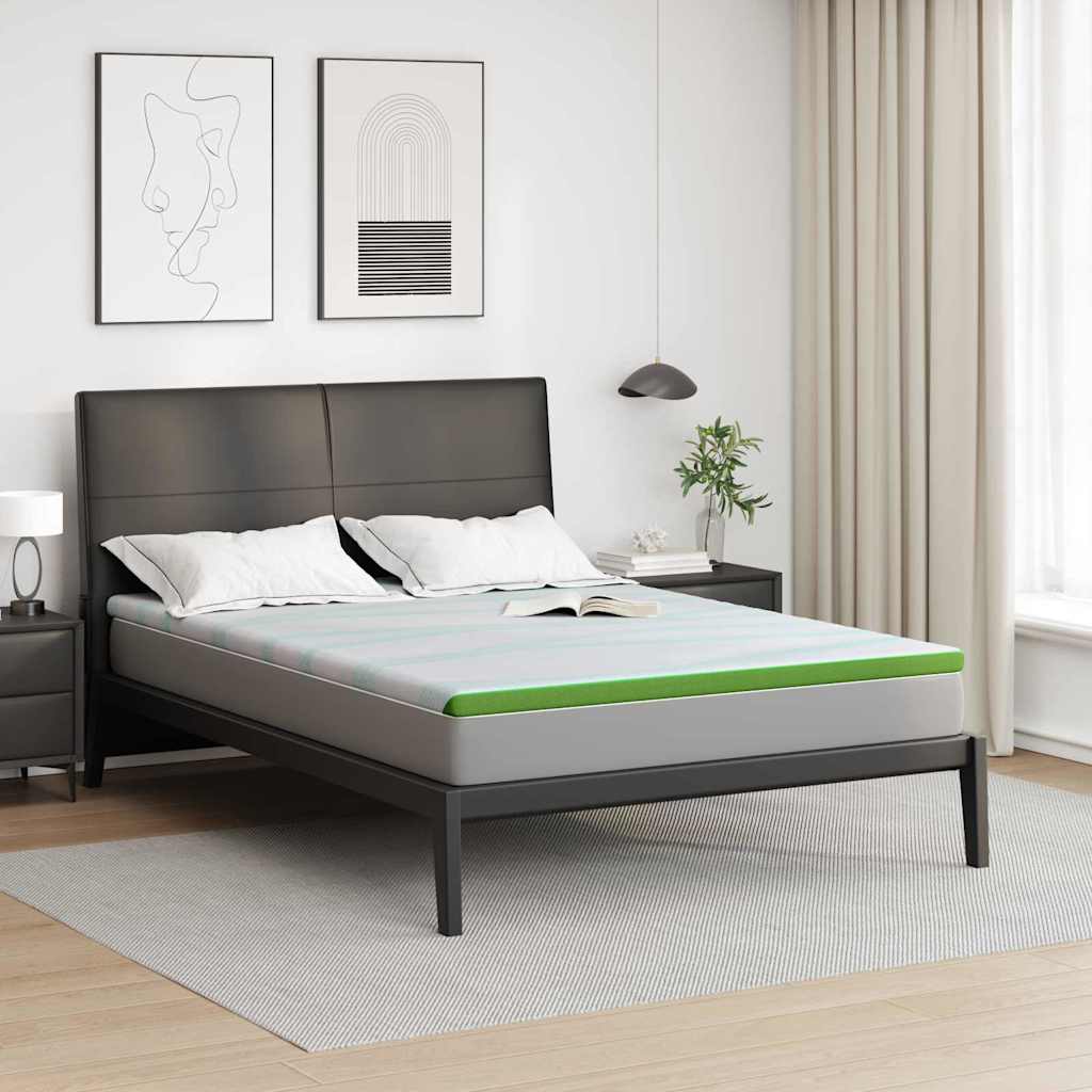 Matratzenauflage Weiß und Grün 140 x 200 cm Jacquard Stoff