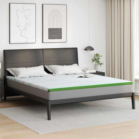 Matratzenauflage Weiß und Grün 180 x 200 cm Jacquard Stoff