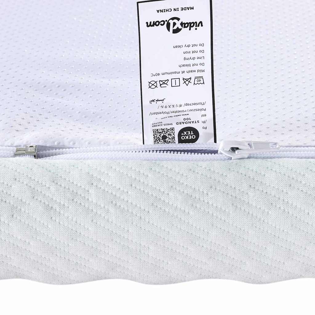 Mattress Topper White and Green 200 x 200 cm Jacquard Fabric