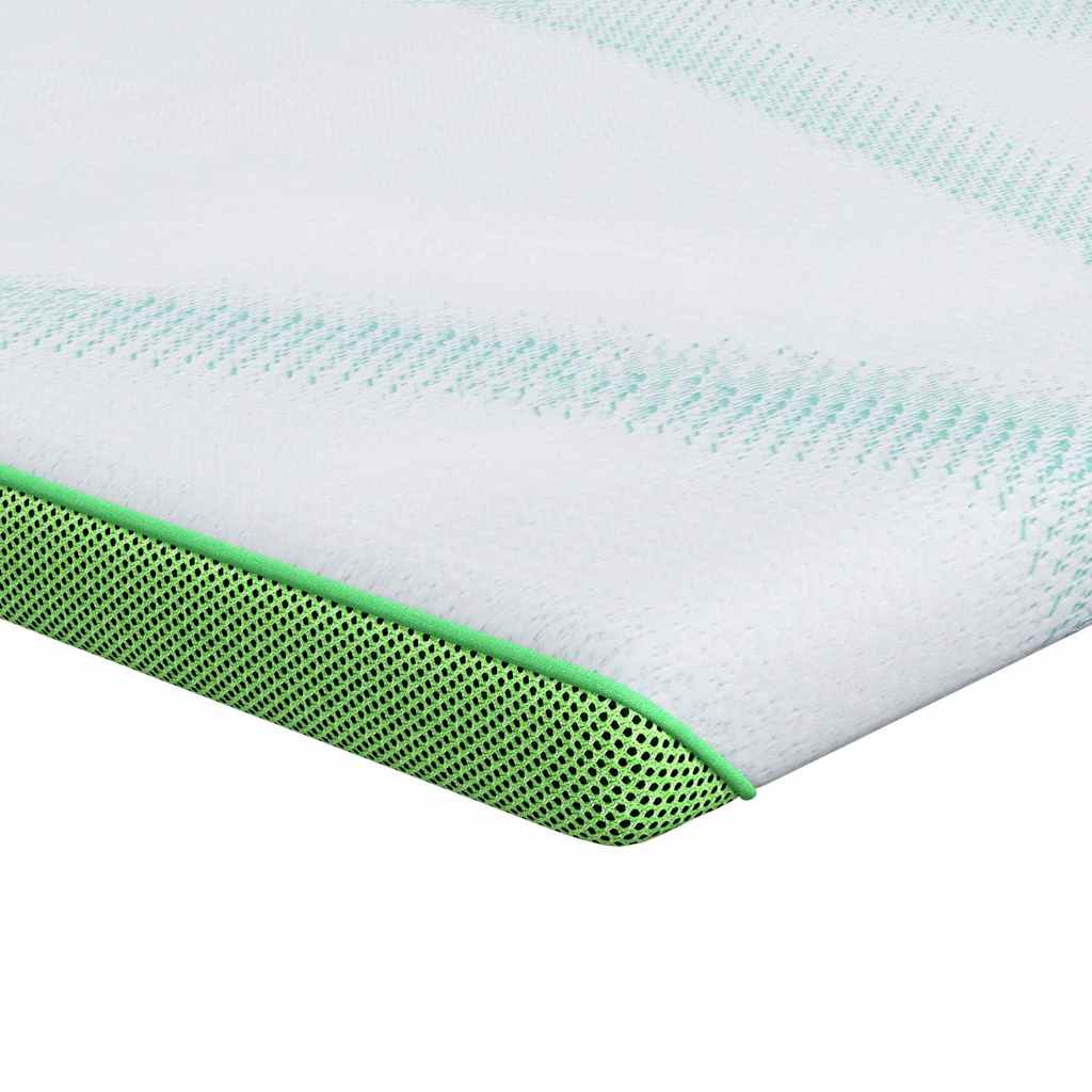 Mattress Topper White and Green 200 x 200 cm Jacquard Fabric