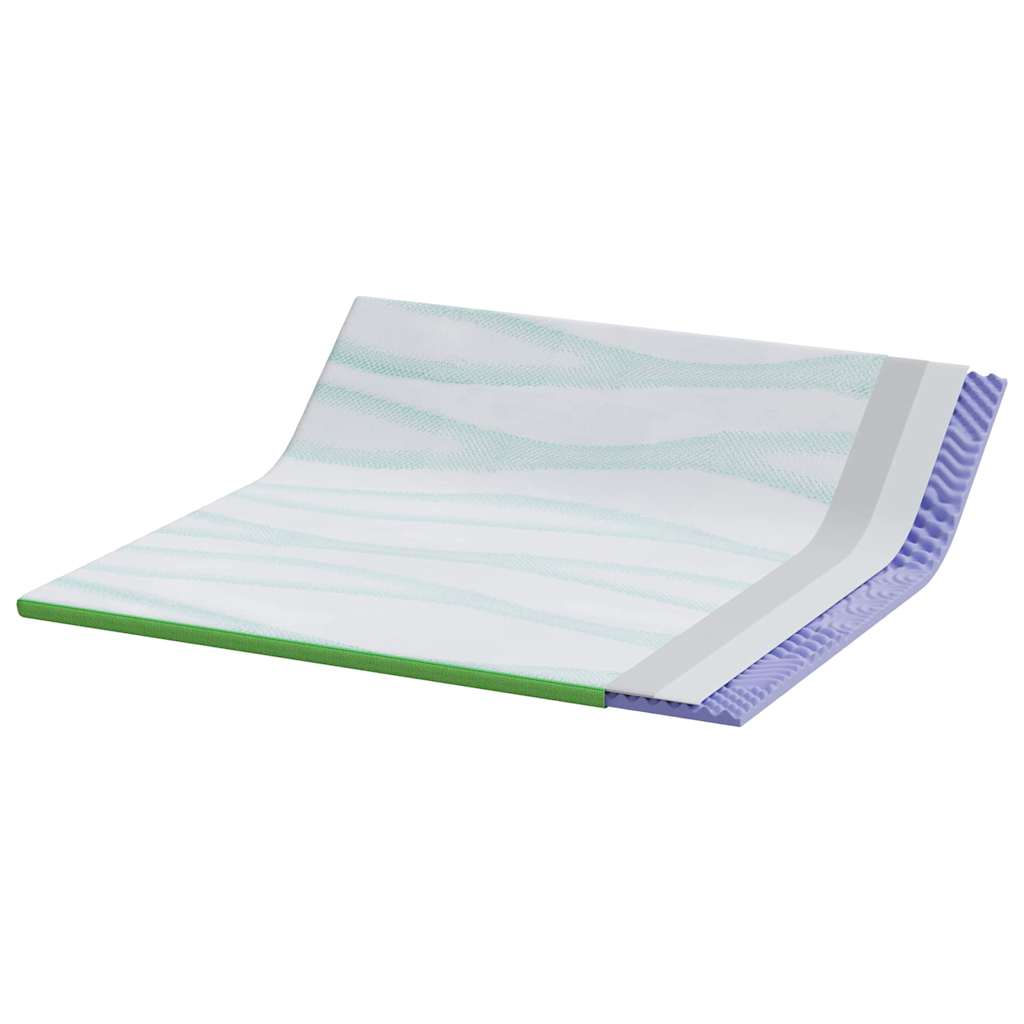 Mattress Topper White and Green 200 x 200 cm Jacquard Fabric