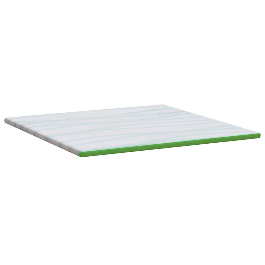 Mattress Topper White and Green 200 x 200 cm Jacquard Fabric