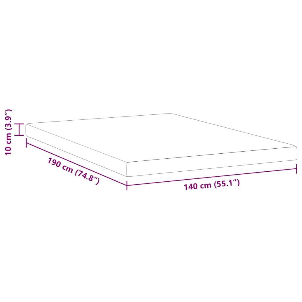 Mattress Topper White 140 x 190 cm Jacquard Fabric