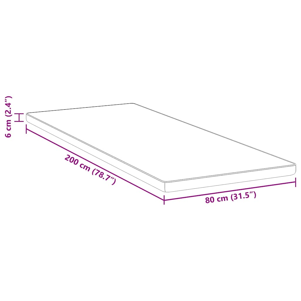 Matratzenauflage Weiß 80 x 200 cm Jacquard-Stoff
