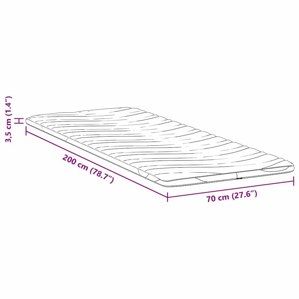 Mattress Topper White 70 x 200 cm Knitted Fabric